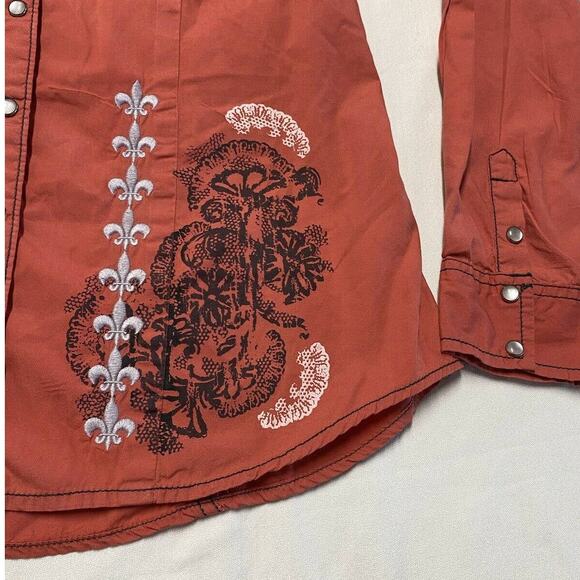 Style & Co Women Button Up Tab Sleeve Shirt Red Black Long Sleeve sz 10 - Picture 10 of 11